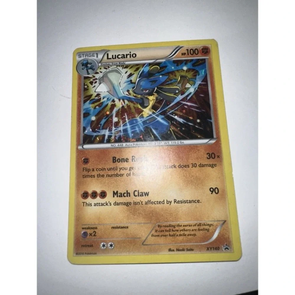Pokémon Lucario XY140 Black Star Promo Cosmos Holo HP/DMG ~ HD GALAXY SWIRL🌀MEW